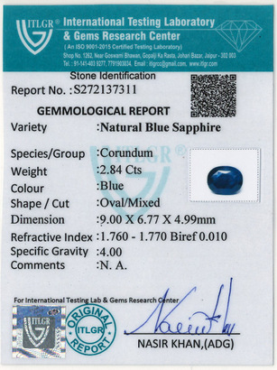 Blue Sapphire - 2.84 Carat