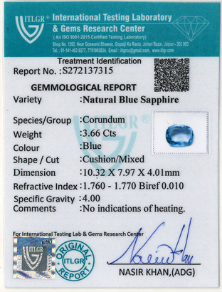 Blue Sapphire - 3.66 Carat