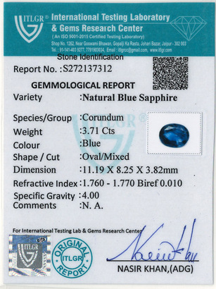 Blue Sapphire - 3.71 Carat