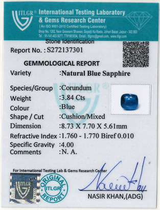 Blue Sapphire - 3.84 Carat