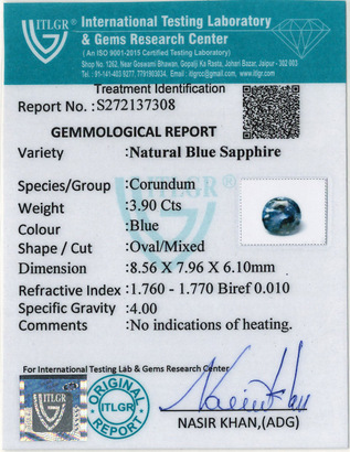Blue Sapphire - 3.90 Carat