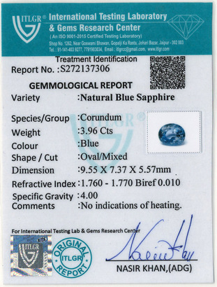 Blue Sapphire - 3.96 Carat