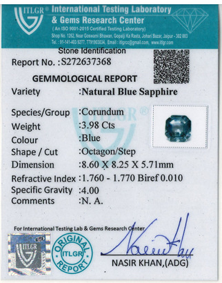 Blue Sapphire - 3.98 Carat