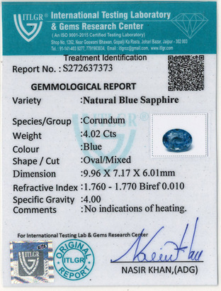 Blue Sapphire - 4.02 Carat
