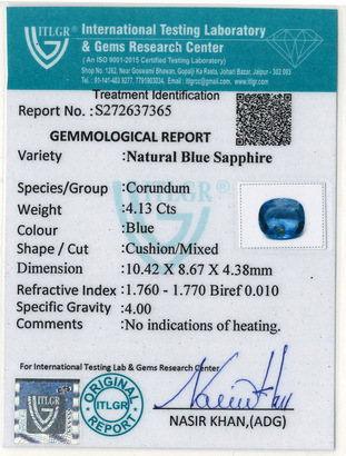 Blue Sapphire - 4.13 Carat