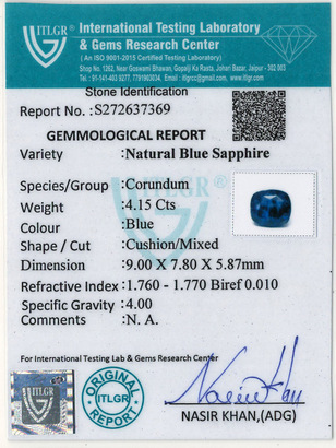Blue Sapphire - 4.15 Carat