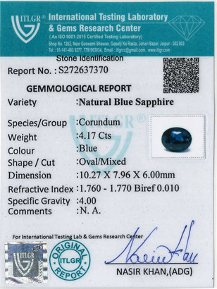 Blue Sapphire - 4.17 Carat