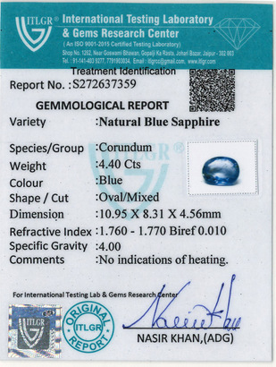 Blue Sapphire - 4.4 Carat