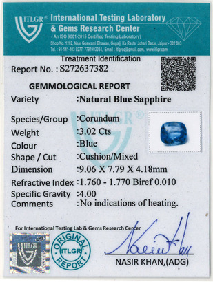 Blue Sapphire - 3.02 Carat