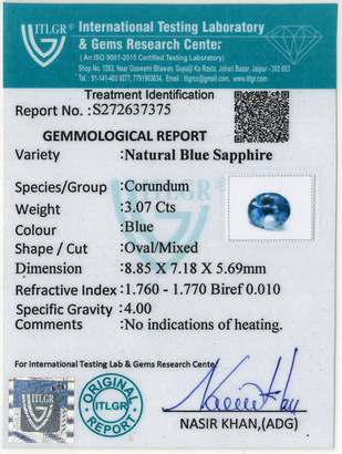 Blue Sapphire - 3.07 Carat