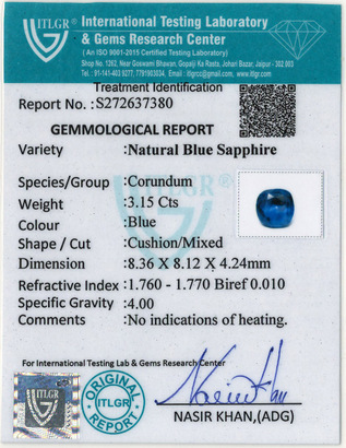 Blue Sapphire - 3.16 Carat