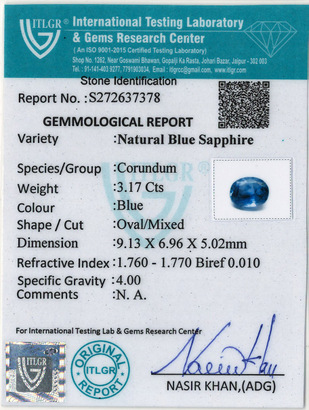 Blue Sapphire - 3.17 Carat