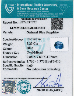Blue Sapphire - 3.23 Carat