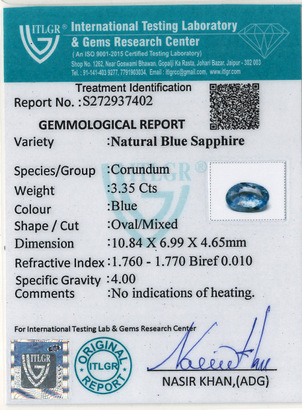 Blue Sapphire - 3.35 Carat