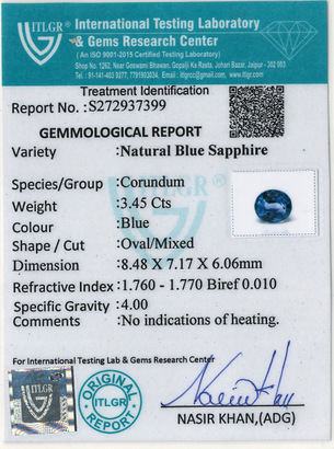 Blue Sapphire - 3.45 Carat