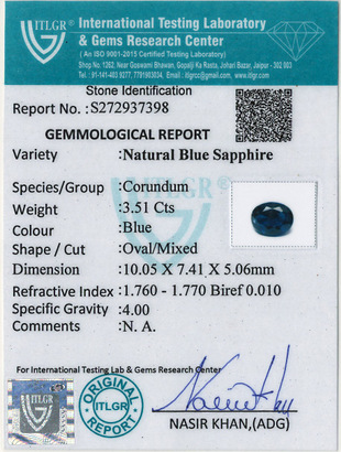 Blue Sapphire - 3.51 Carat