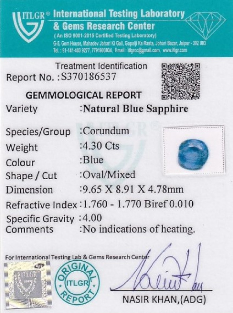 Blue Sapphire - 4.30 Carat