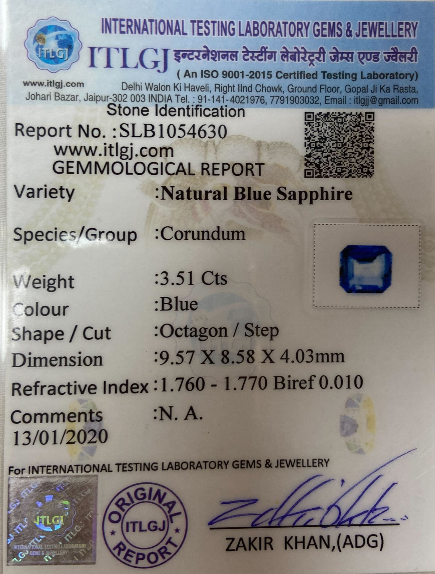 Blue Sapphire - 3.51 Carat