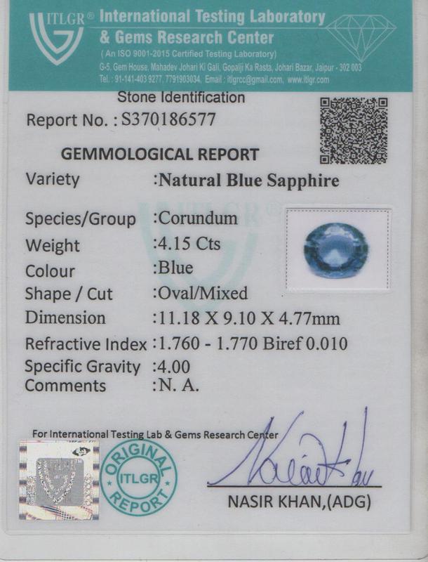 Blue Sapphire - 4.15 Carat