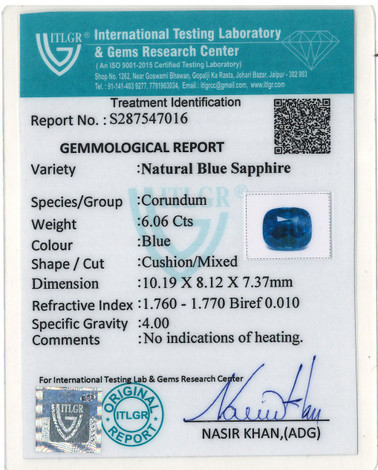 Blue Sapphire - 6.06 Carat