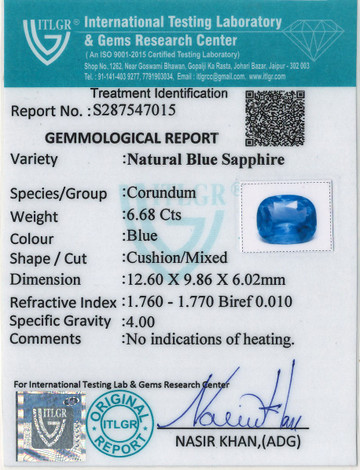 Blue Sapphire - 6.68 Carat