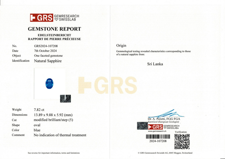 Blue Sapphire - 7.82 Carat