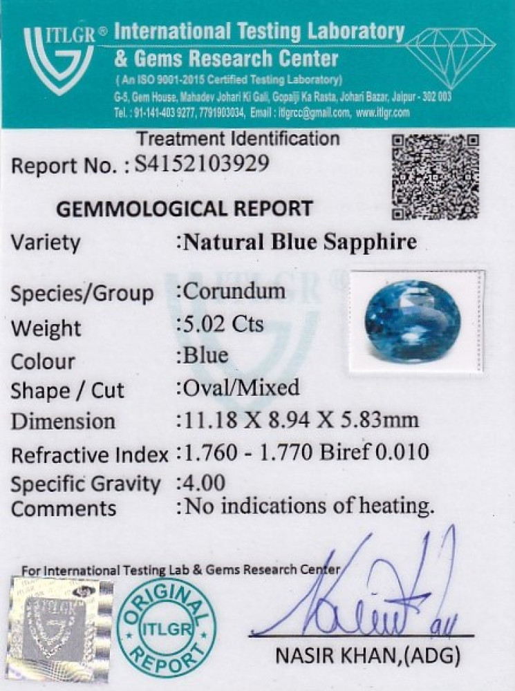 Blue Sapphire - 5.02 Carat