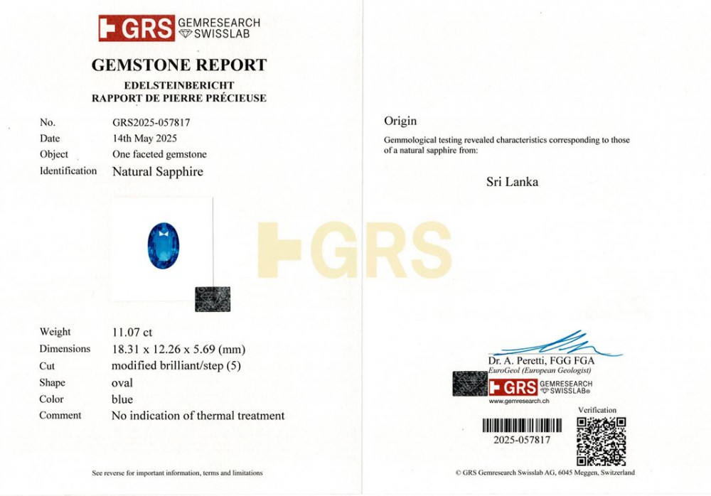 Blue Sapphire - 11.07 Carat