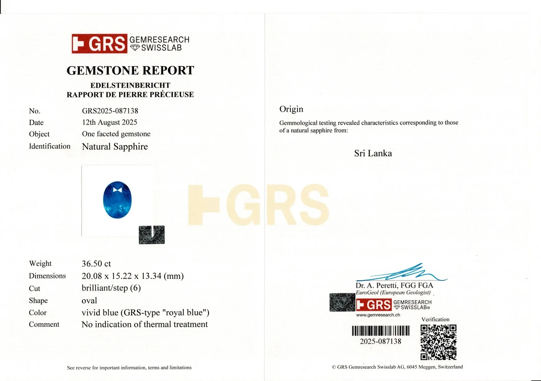 Blue Sapphire - 36.5 Carat