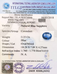 Blue Sapphire - 3.35 Carat