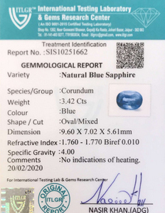 Blue Sapphire - 3.42 Carat