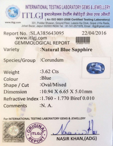 Blue Sapphire - 3.62 Carat