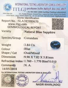 Blue Sapphire - 3.84 Carat