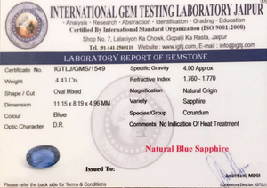Blue Sapphire - 4.43 Carat