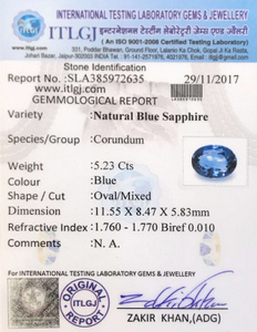 Blue Sapphire - 5.23 Carat