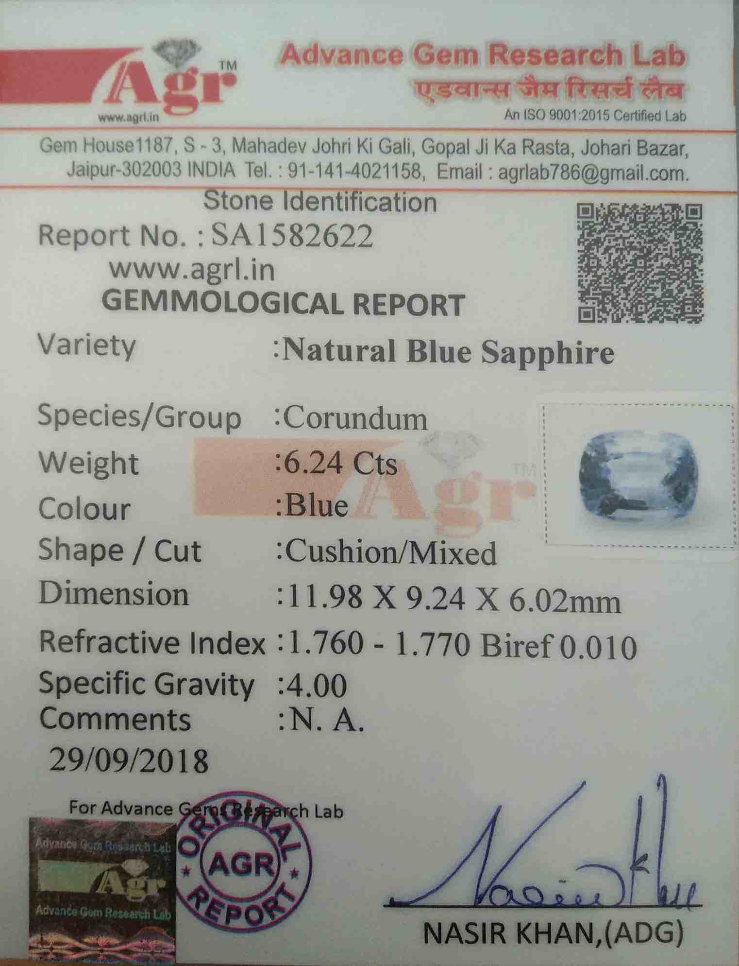 Blue Sapphire - 6.24 Carat
