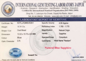 Blue Sapphire - 8.30 Carat
