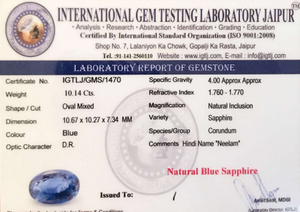 Blue Sapphire - 10.14 Carat