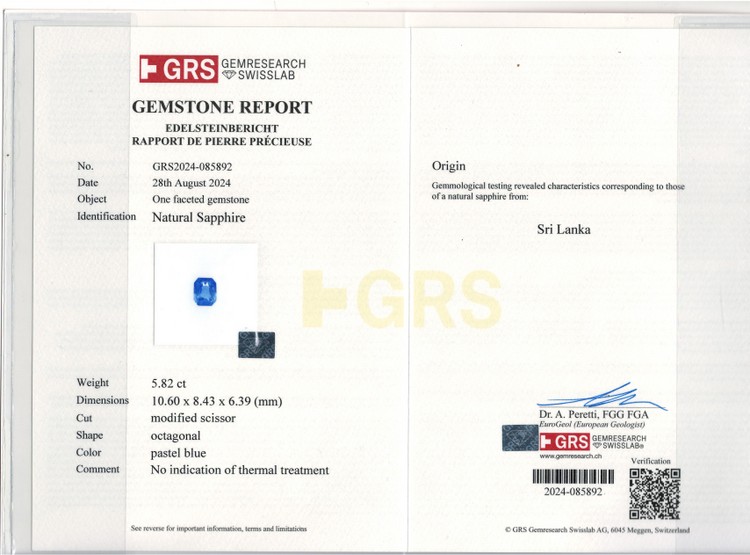 Blue Sapphire - 5.82 Carat