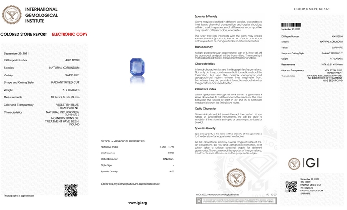 Blue Sapphire - 7.17 Carat