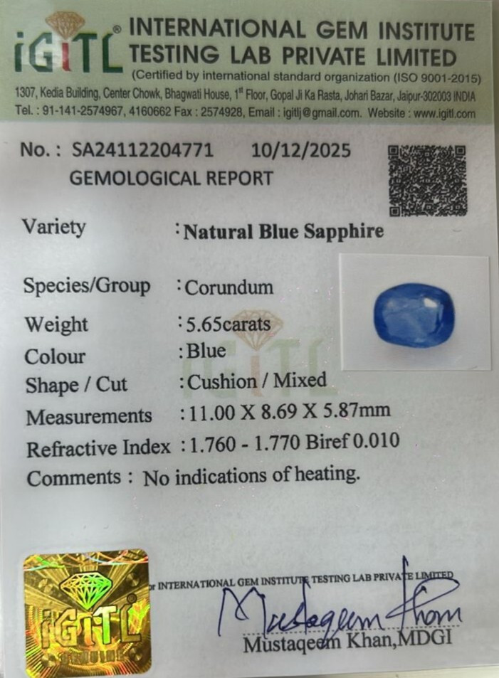 Blue Sapphire - 5.65 Carat