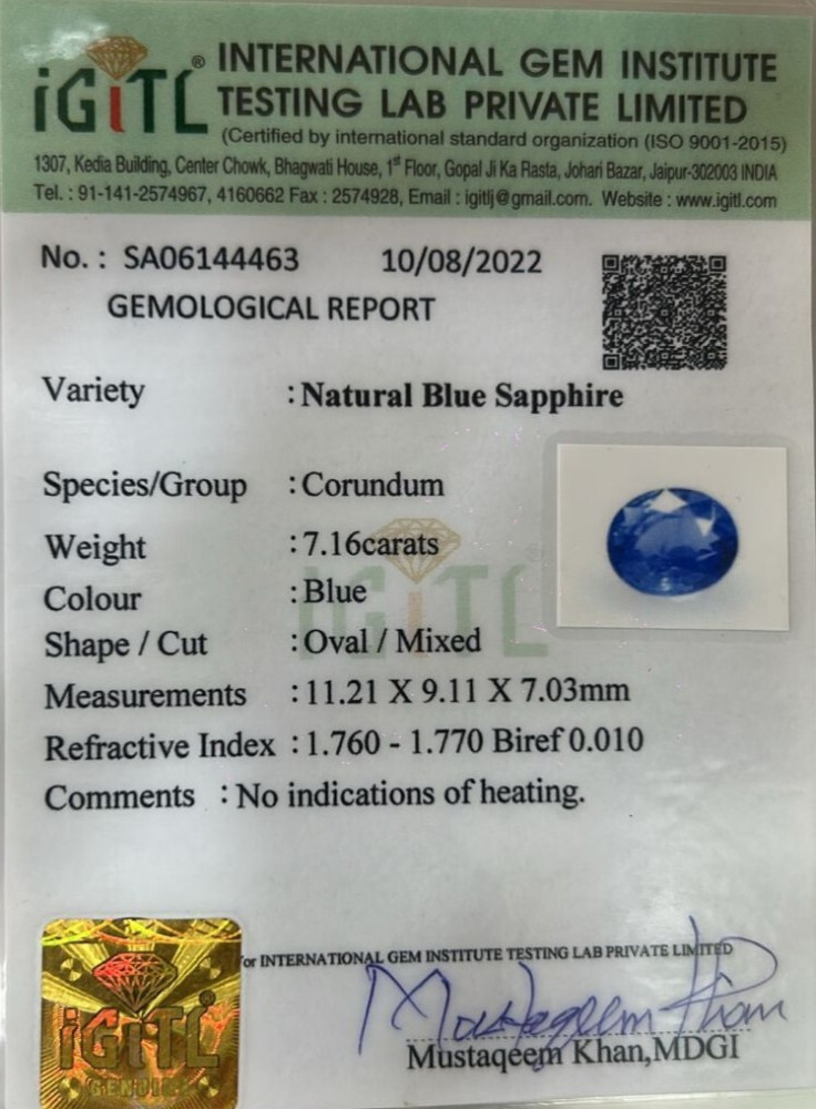 Blue Sapphire - 7.16 Carat