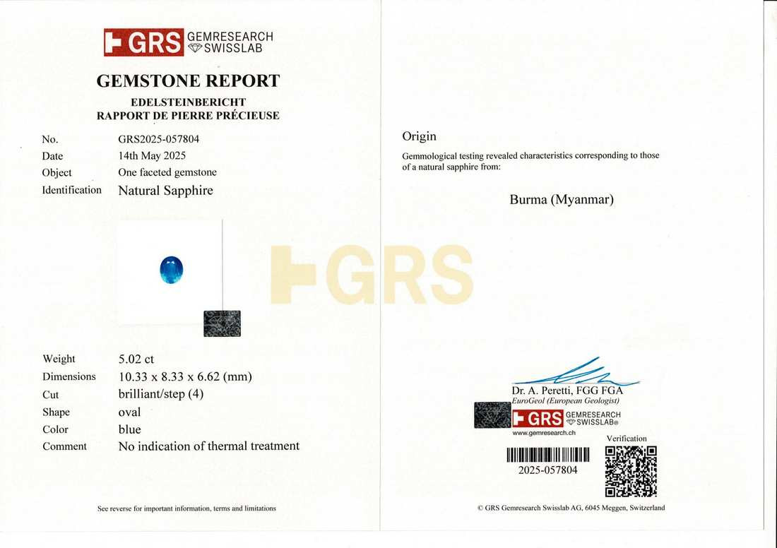 Burma Blue Sapphire - 5.02 Carat