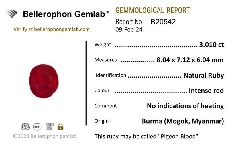 Burma Natural Ruby - 3.01 Carat