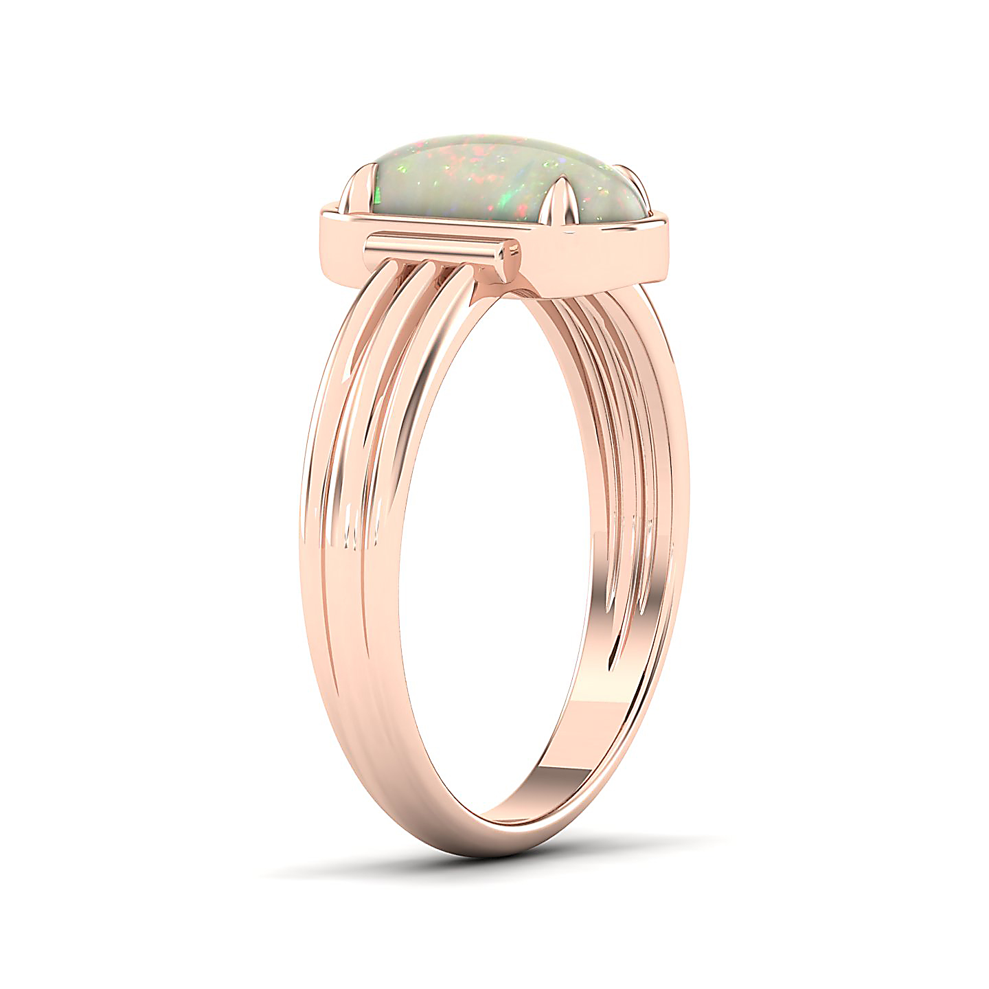 Captivating prong bezel set Opal ring
