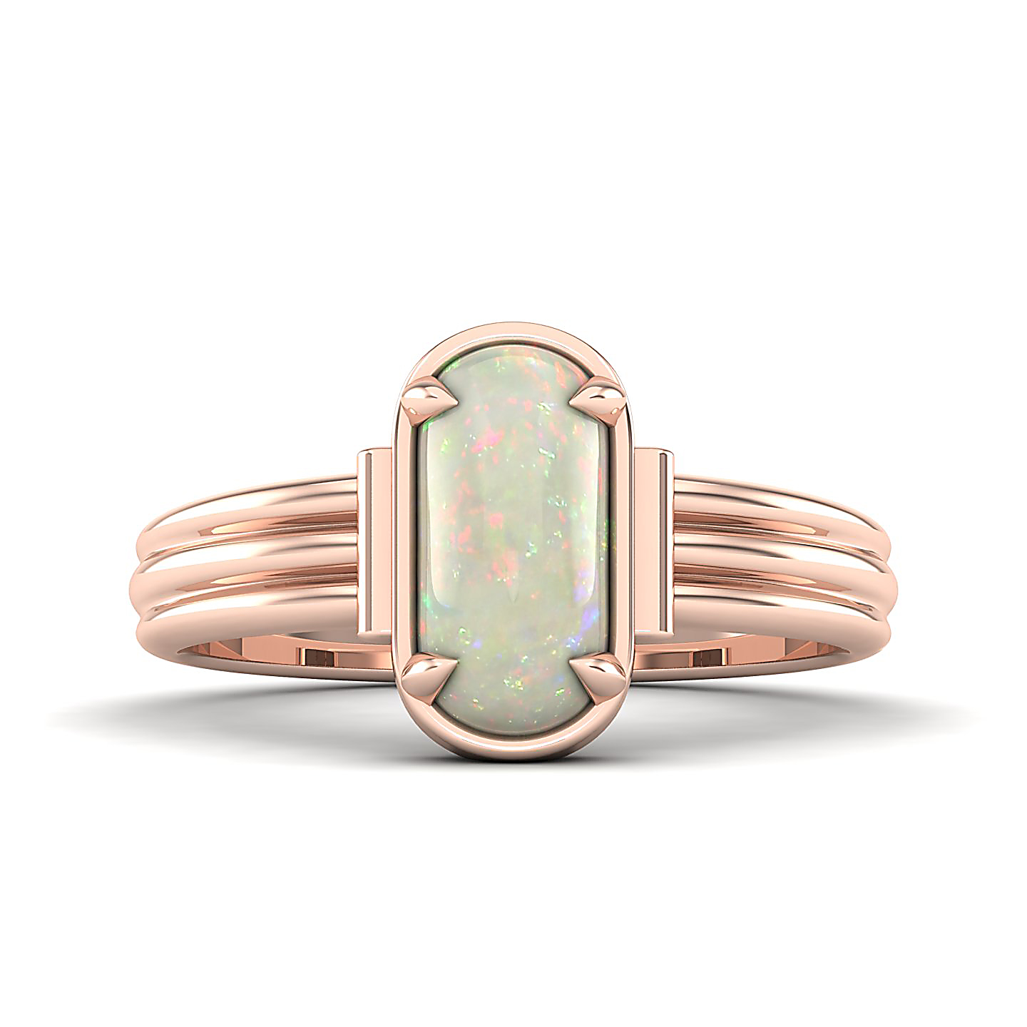 Captivating prong bezel set Opal ring