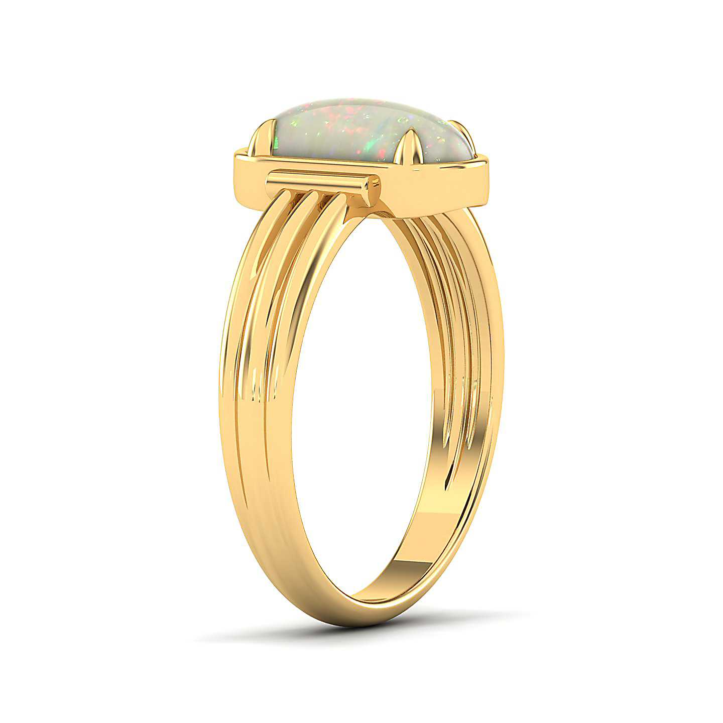 Captivating prong bezel set Opal ring