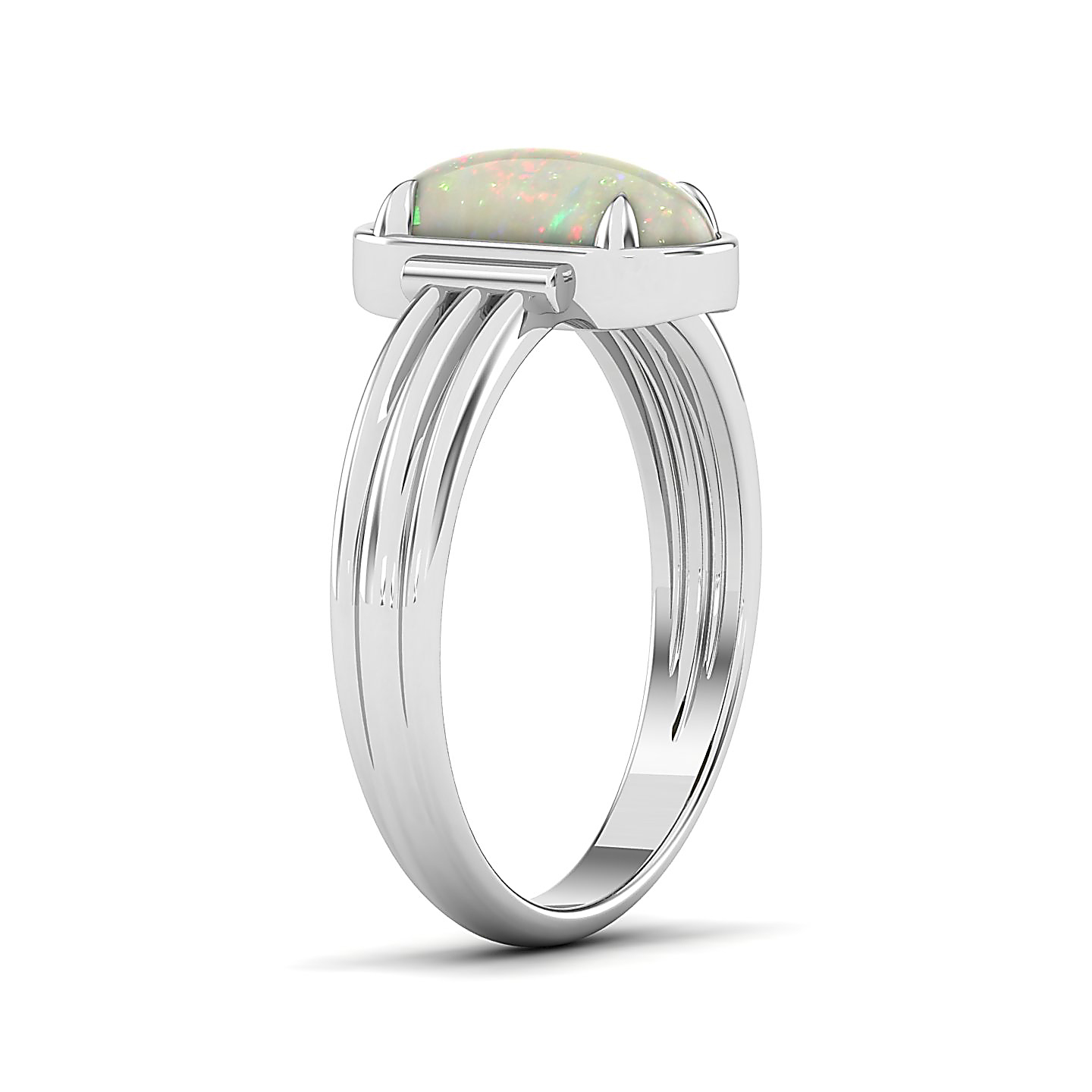 Captivating prong bezel set Opal ring
