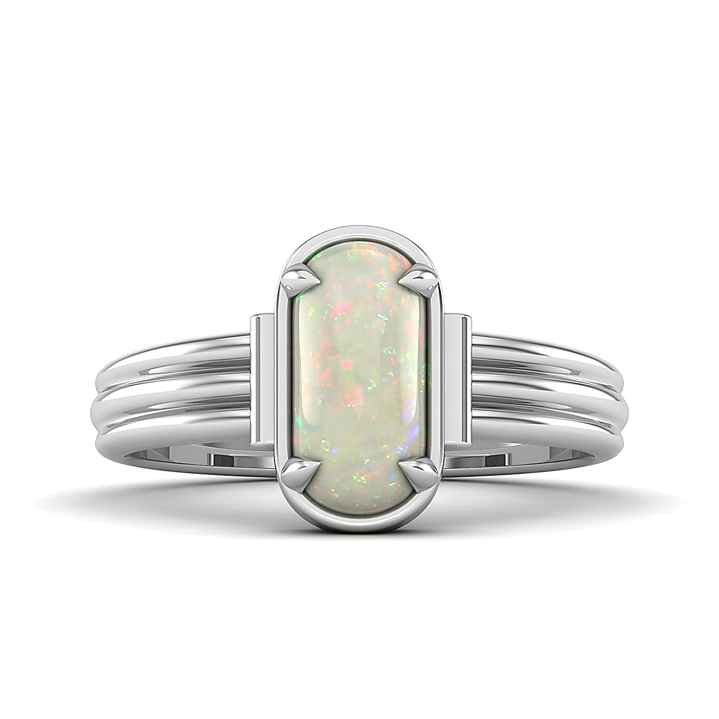 Captivating prong bezel set Opal ring
