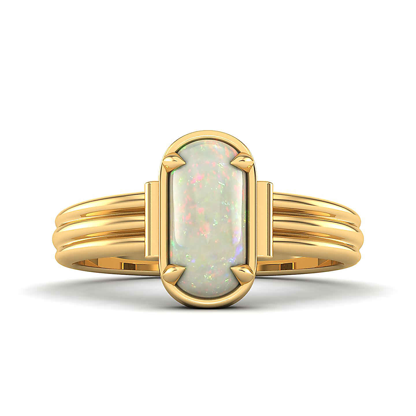 Captivating prong bezel set Opal ring